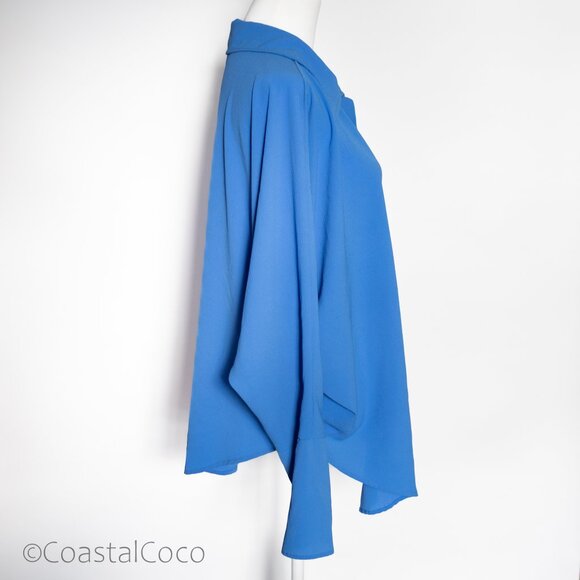 Vici Oversized Dolman Sleeve Blouse XL Button Down Relaxed Tunic Office Resort - Picture 3 of 12